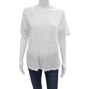 Crown Jewel Women Basic Scoop Neck Modal T-Shirt Short Sleeve White Size S